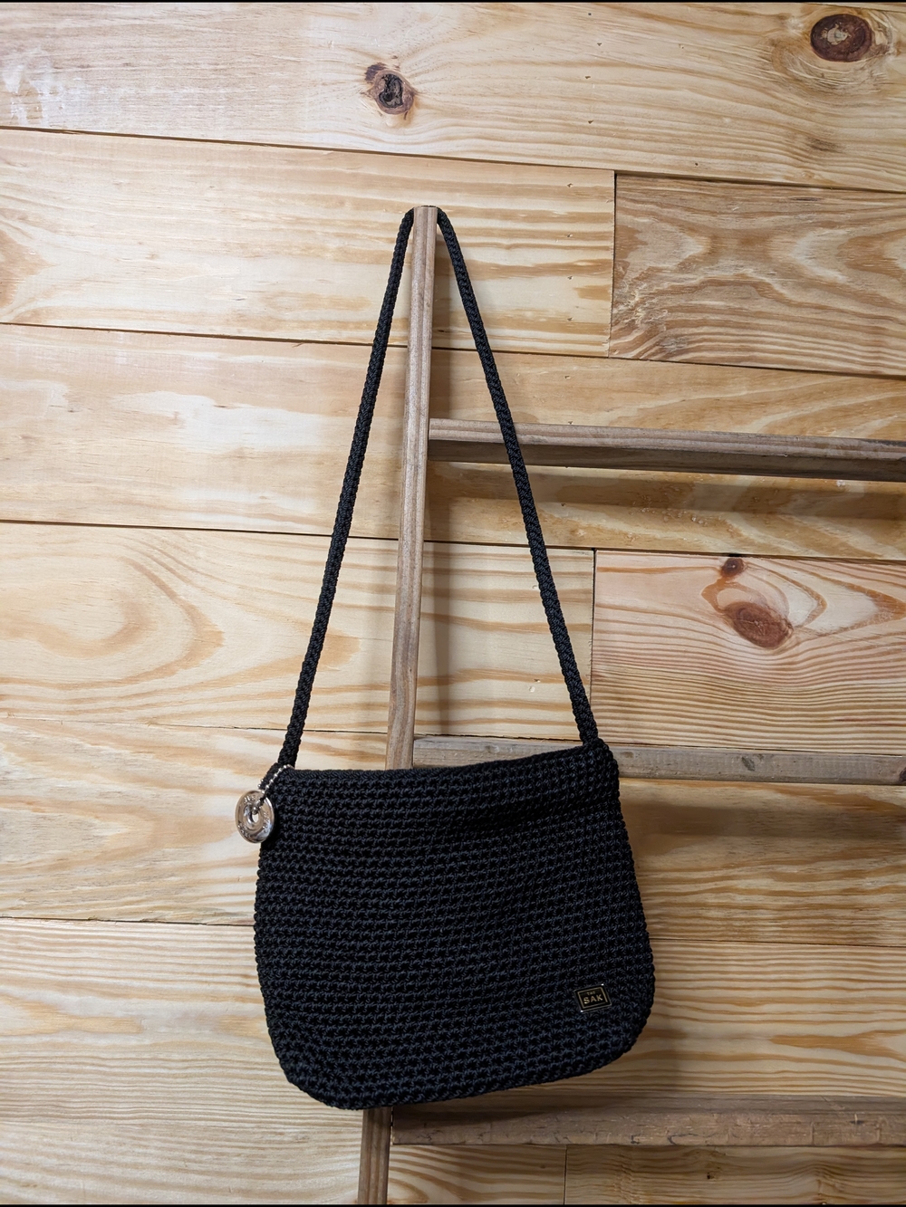 The Sak Black Woven Shoulder Bag